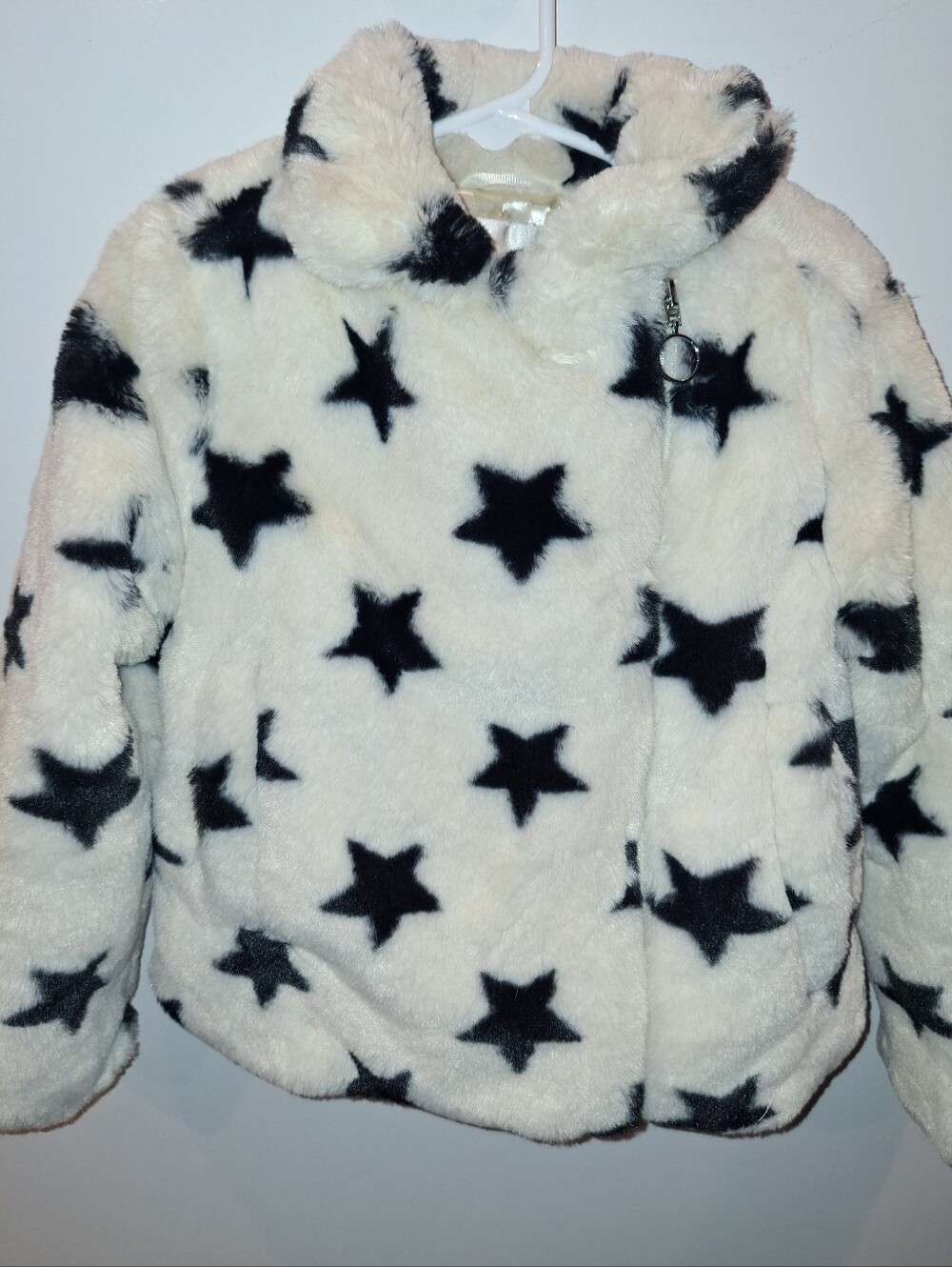 Urban Republic Cream Plush Puffer Jacket with Black Star Print